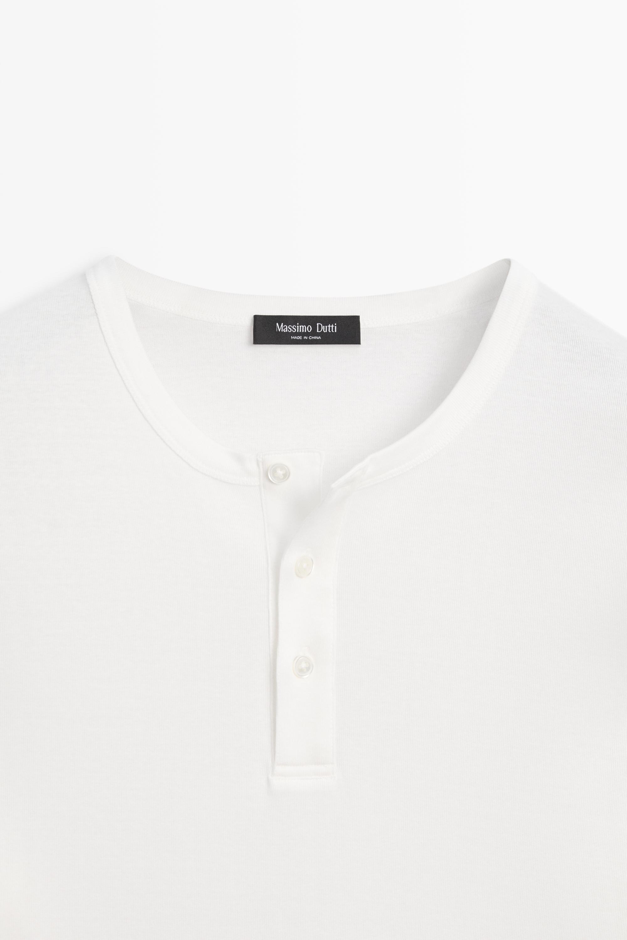 100% cotton long sleeve henley T-shirt